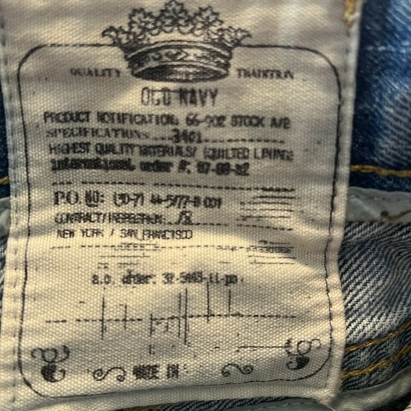 Old Navy Vintage Bootcut Embroidered Birds Distressed Button Fly Jeans Size 34 - Picture 10 of 12